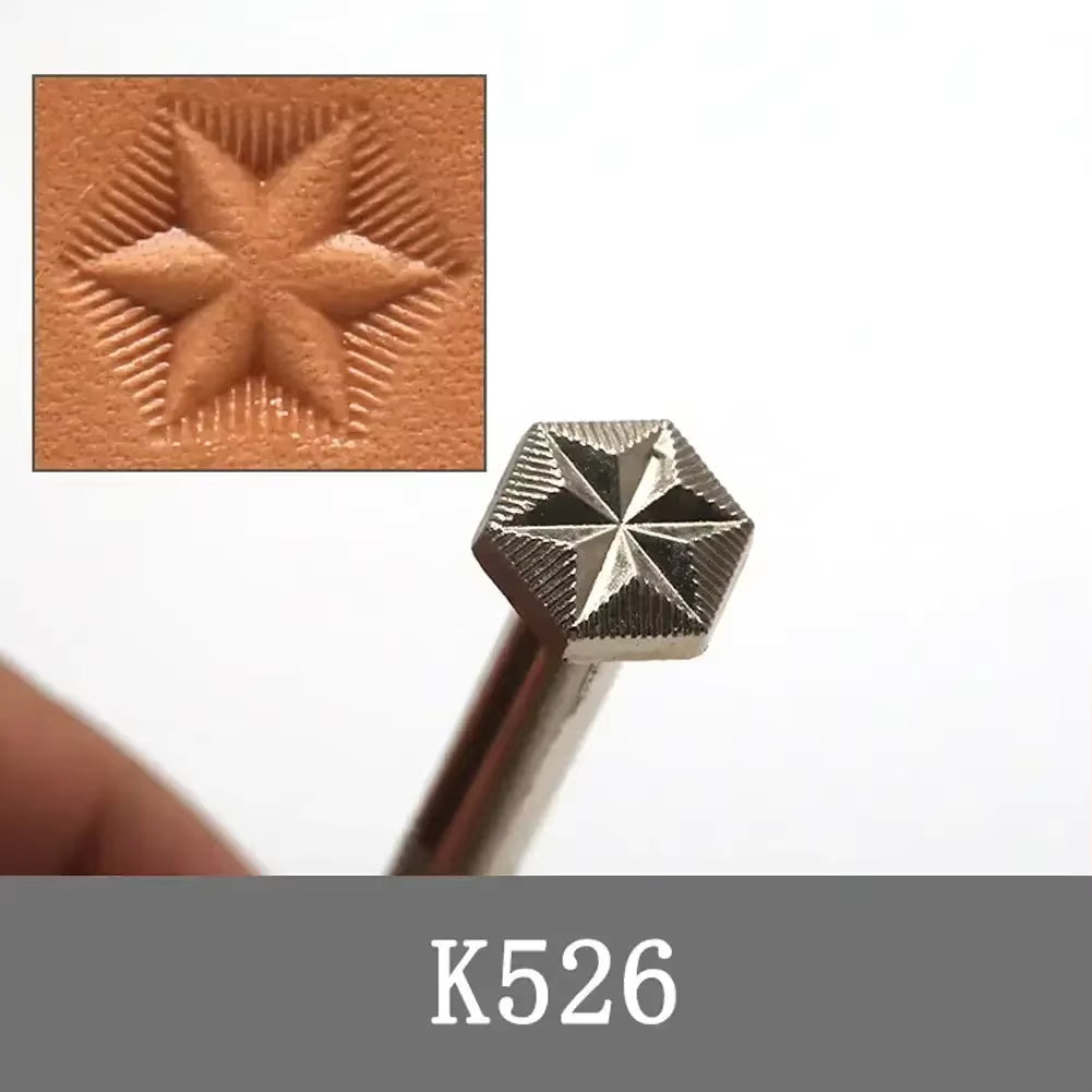 Sæt til prægning af læder med massivt stål og træhåndtag (flere designs)