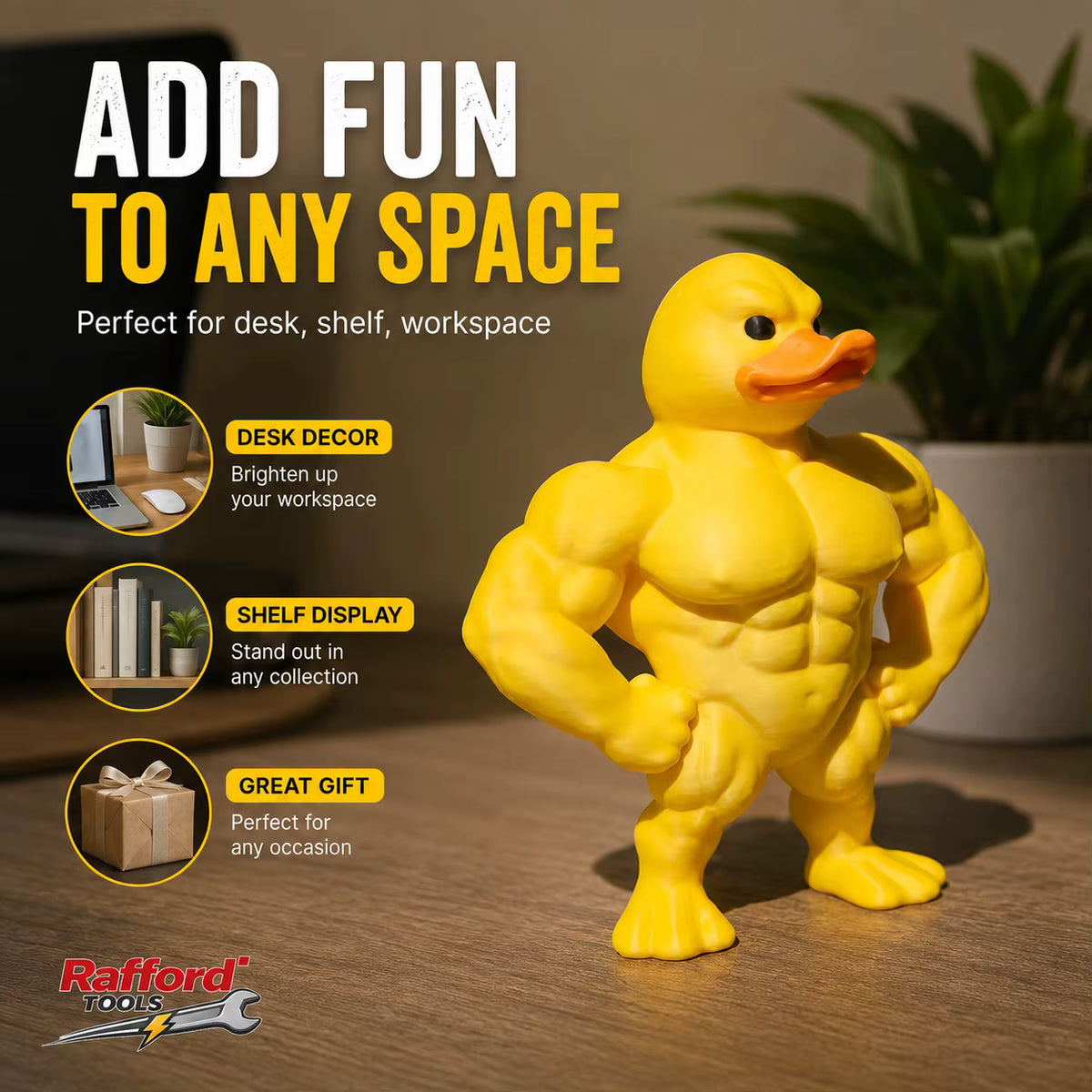 Abenteuerliche 3D-Muskulöse Entenfigur (Schreibtisch)