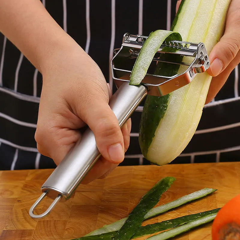 Doppelköpfiger Gemüseschäler aus Edelstahl mit Anti-Schnitt-Funktion