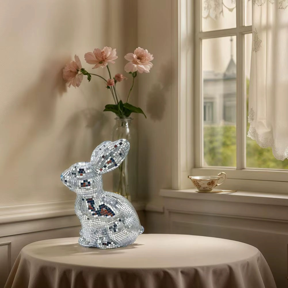 Reflektierende Discokugel-Kaninchenfigur (Schreibtisch)