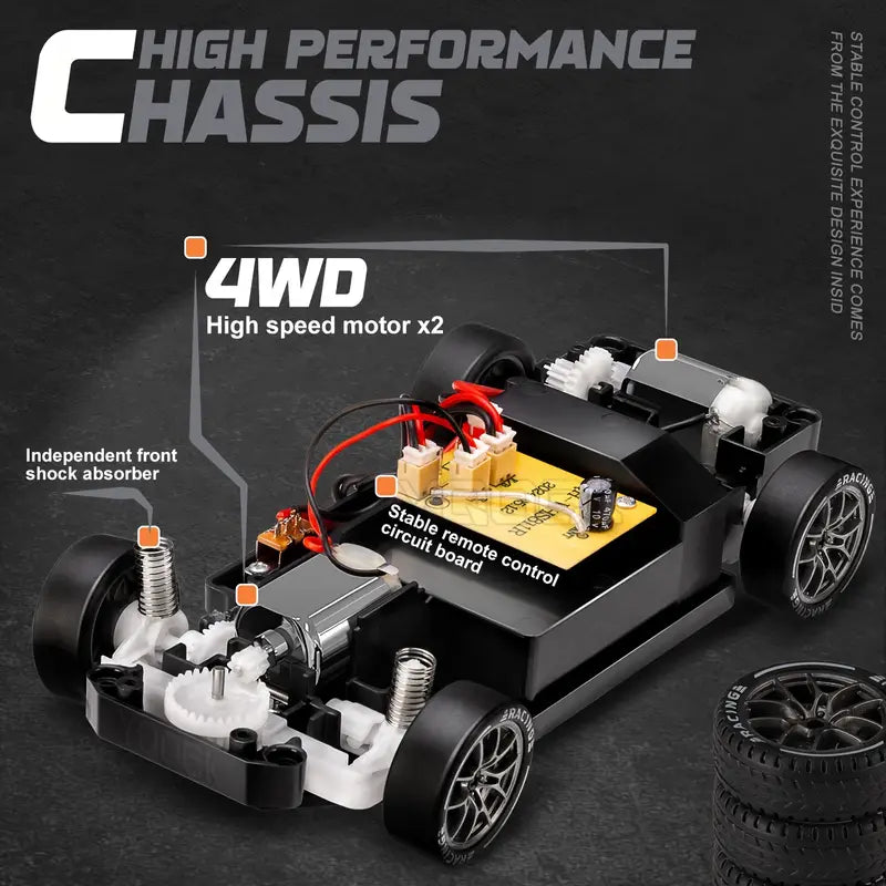 DriftMaster - RC Drift Car 1:24 | 4WD-styring | LED-lys | Genopladeligt batteri