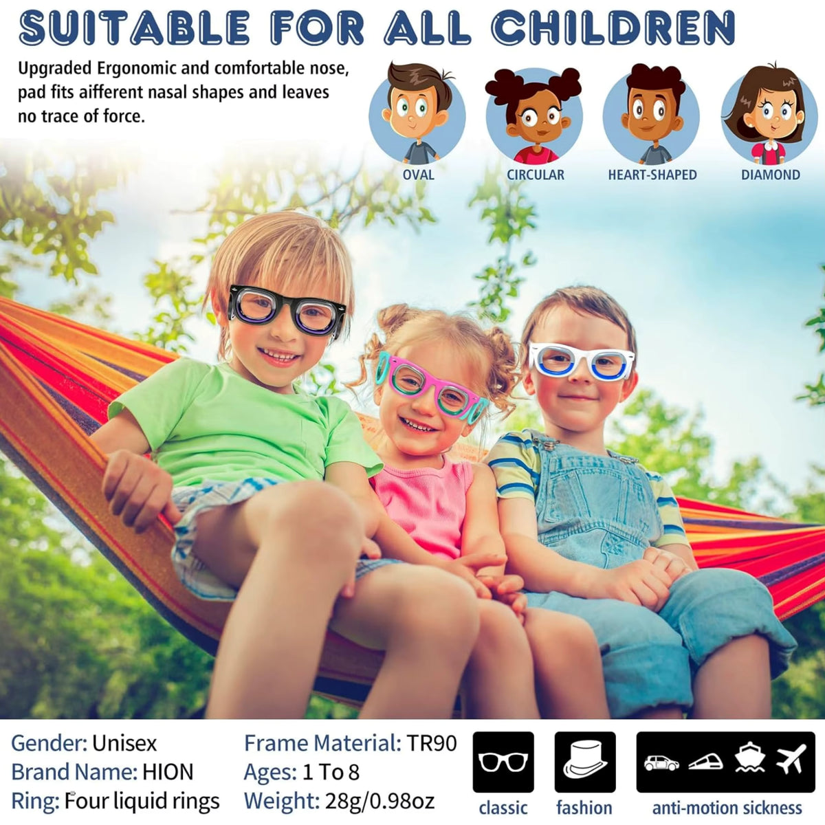 Ultraleichte verstellbare Silikonbrille gegen Reisekrankheit für Kinder