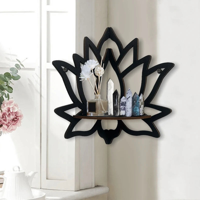 Platzsparendes Holz Lotus Eck-Wandregal