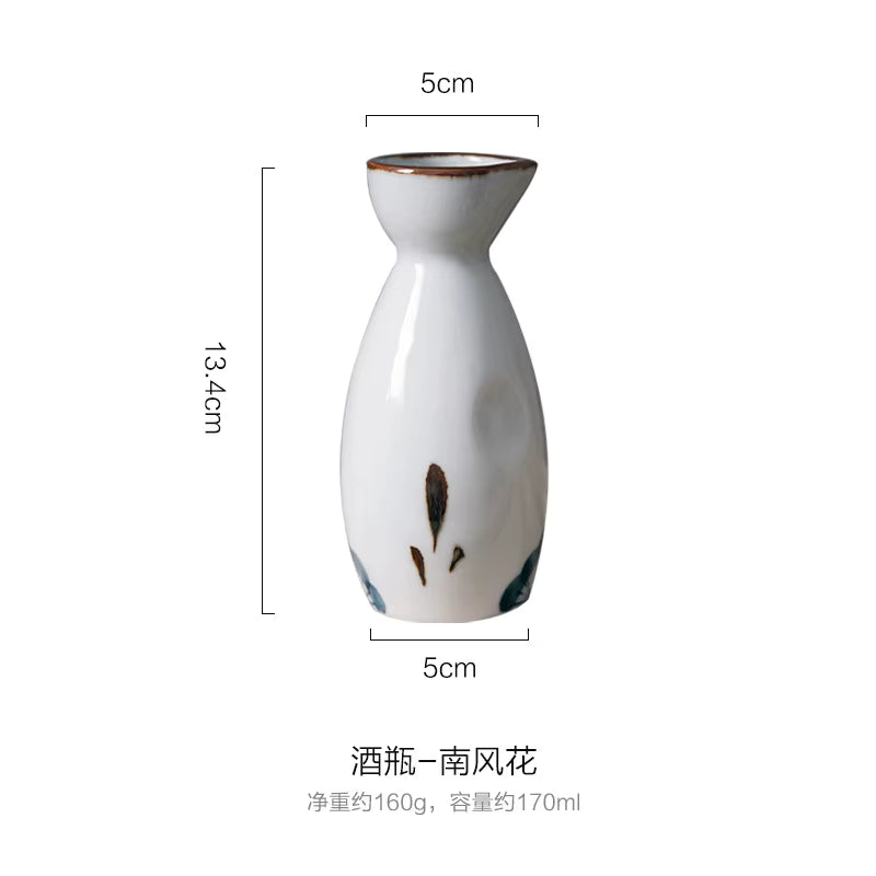 Handgefertigtes japanisches Keramik-Sake-Set (Karaffe & Tassen)