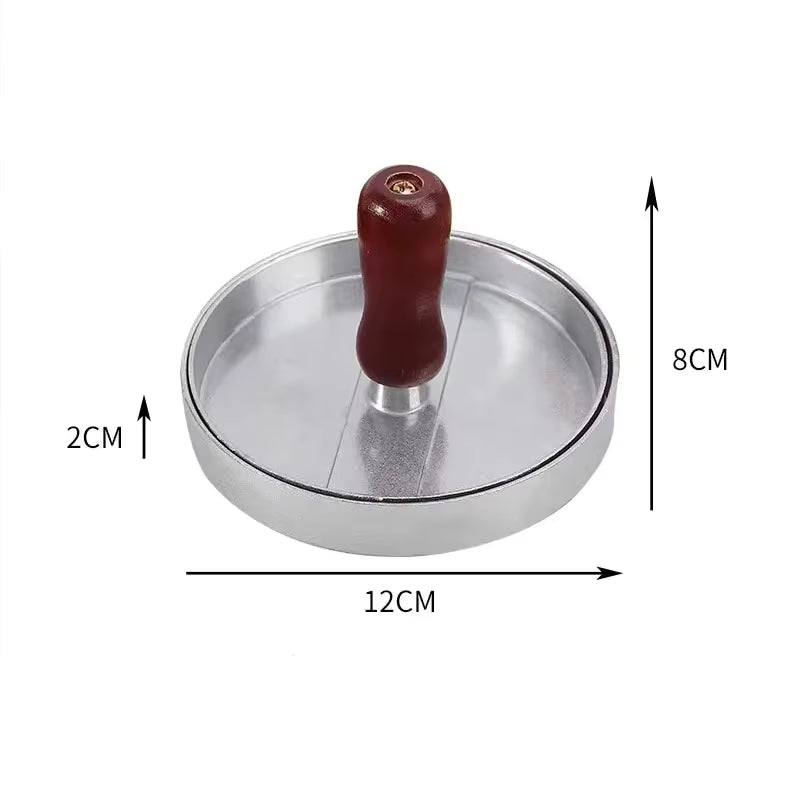 Lebensmittelechte Antihaft-Aluminium-Burgerpresse (abnehmbarer Griff)