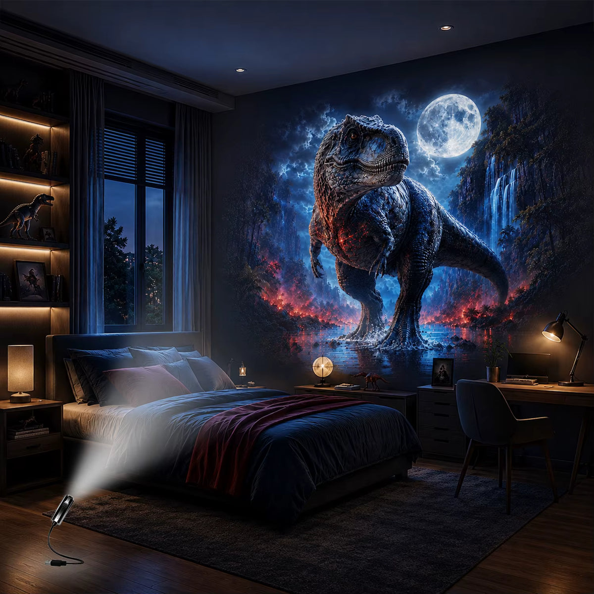 Multifunktionelt Dinosaur Projicerende Natlys
