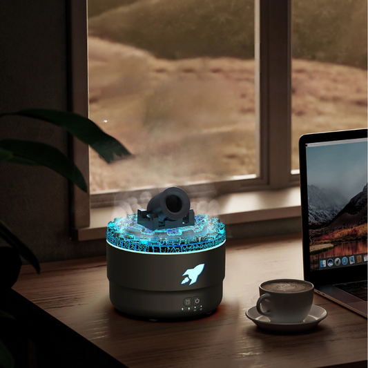 AeroVibe - Vulkanischer Luftbefeuchter mit LED-Licht und Aromatherapie