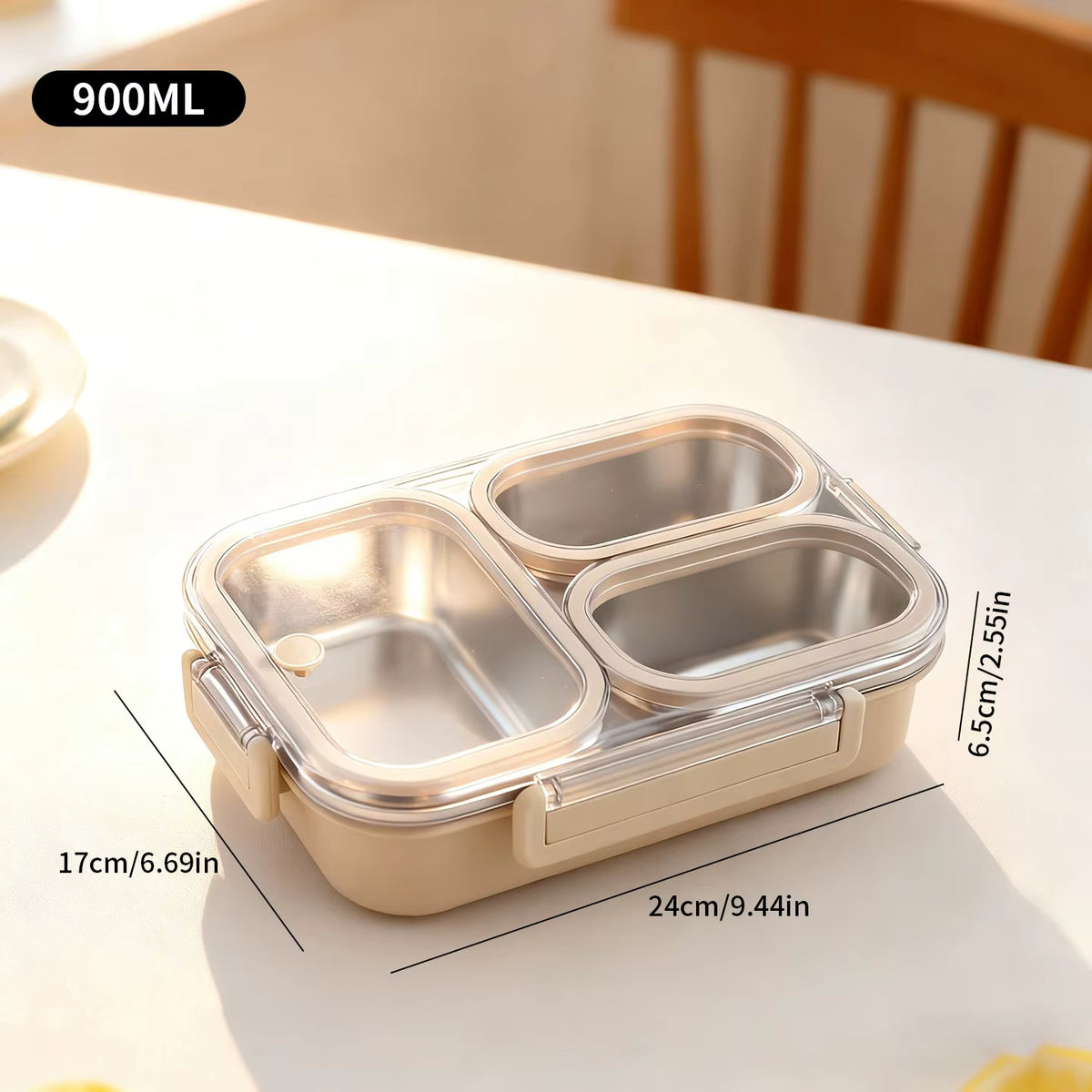 Auslaufsichere Kinder-Lunchbox aus rostfreiem 304er Edelstahl (großes Fassungsvermögen)