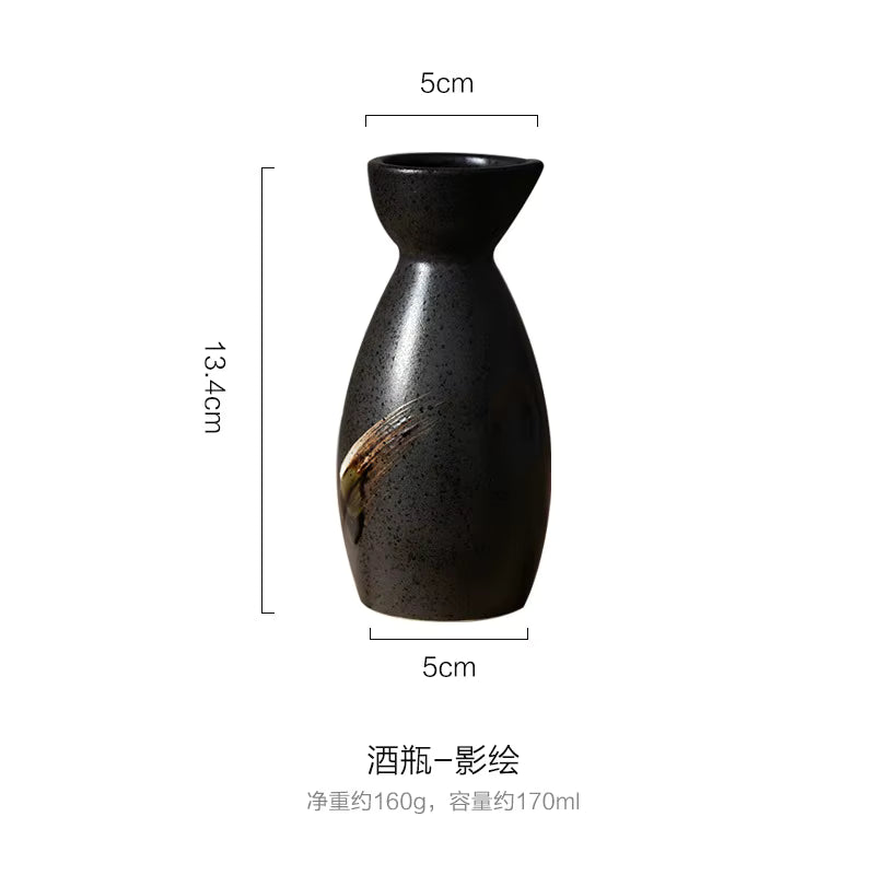 Handgefertigtes japanisches Keramik-Sake-Set (Karaffe & Tassen)