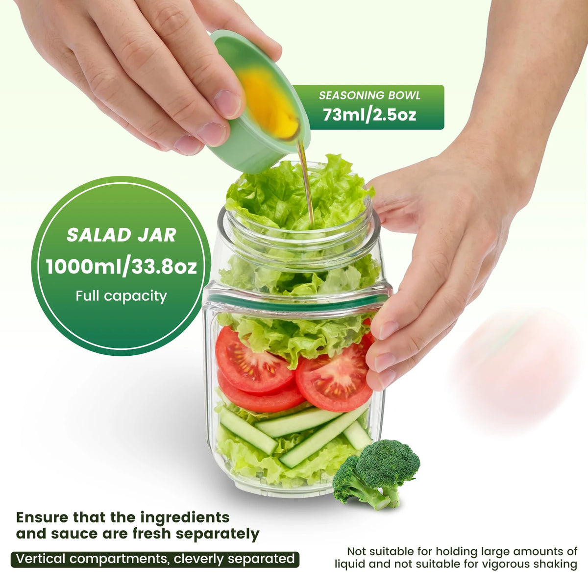 Mehrschichtiger Salatbehälter mit Dressingfach