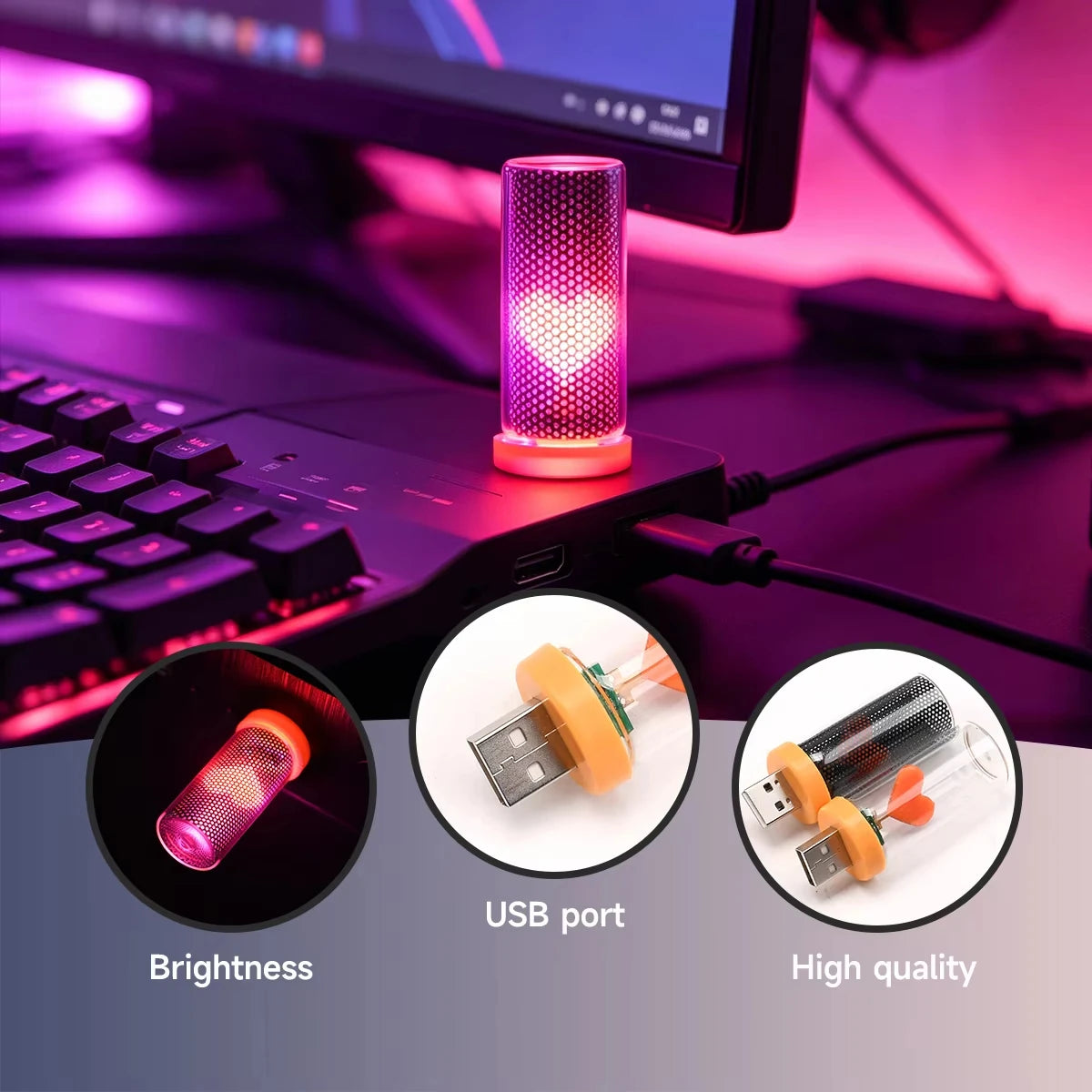 Herzförmiges, warmweißes LED-Stimmungslicht mit USB