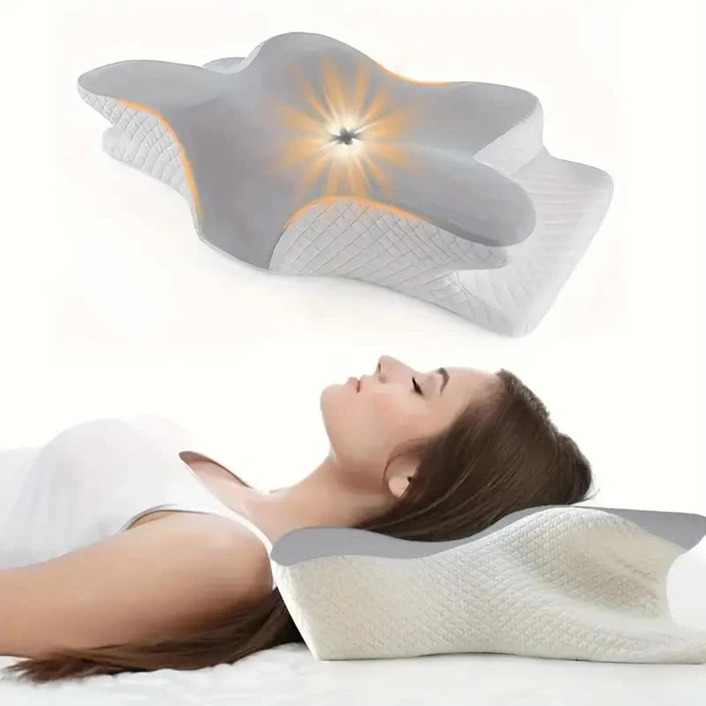 Ergonomisk langsomt genoprettende hukommelsesskum nakkepude (som sommerfugl)