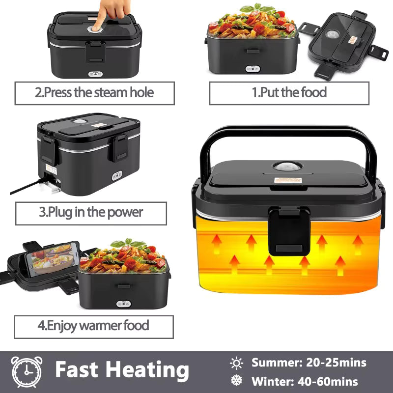 Tragbare selbstheizende Lunchbox aus Edelstahl (inklusive isolierter Tasche)