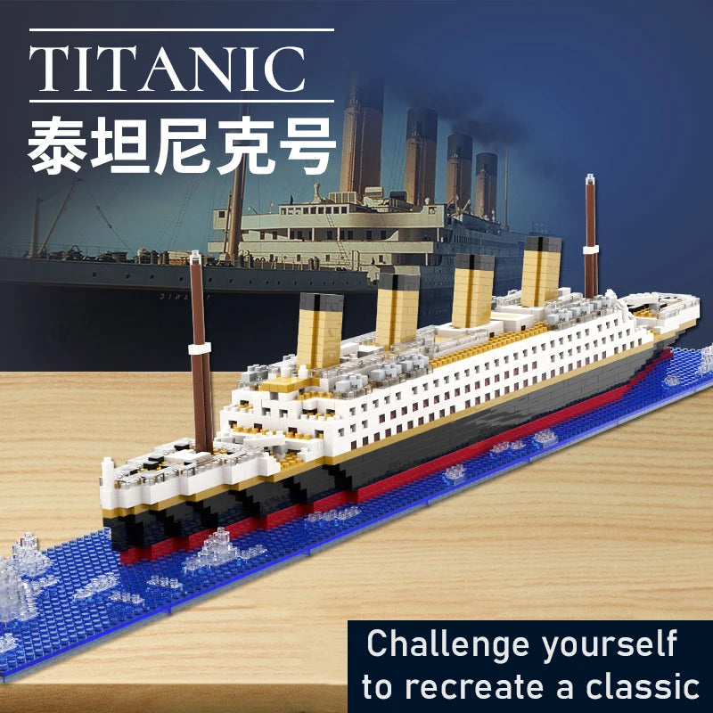 LED-oplyst mikrotegning af Titanic-skib (displaystativ)