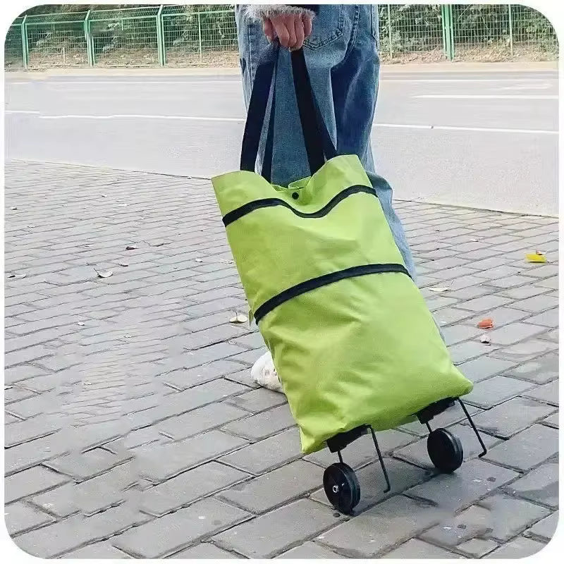 Zusammenklappbarer Einkaufswagen mit Rädern im Rucksackstil