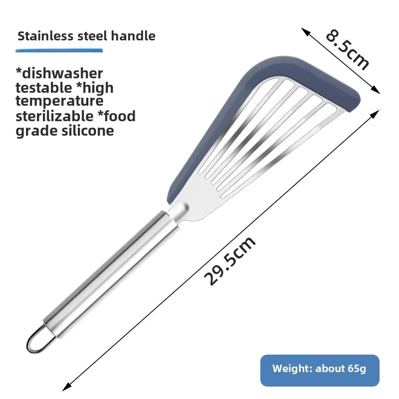 Hitzebeständiger Fischwender aus Edelstahl (Silikon- und Gelgriff)