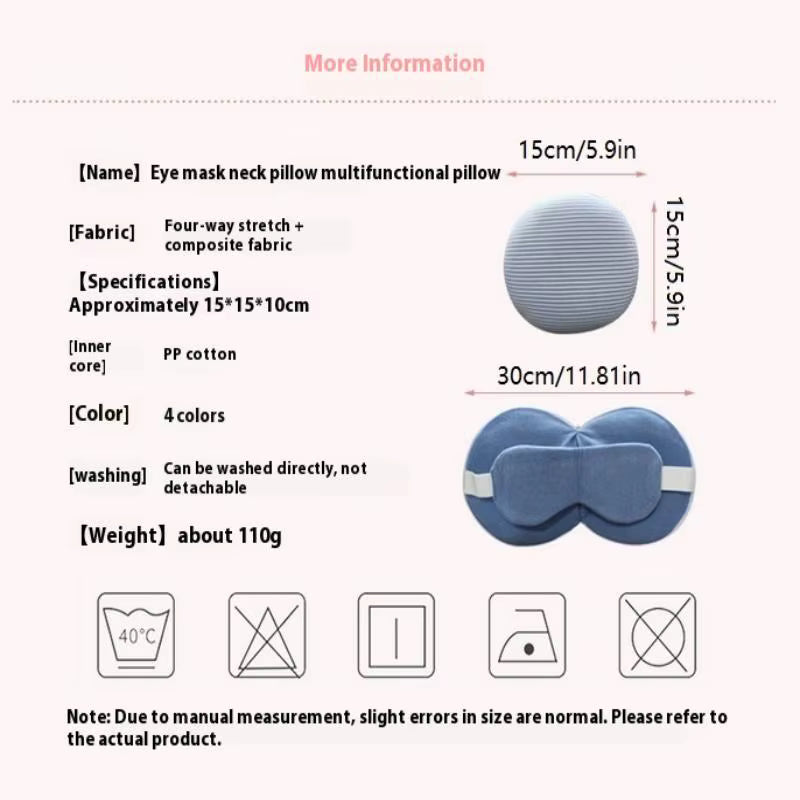 Kompaktes 2-in-1-Reise-Nackenkissen & Schlafmaske