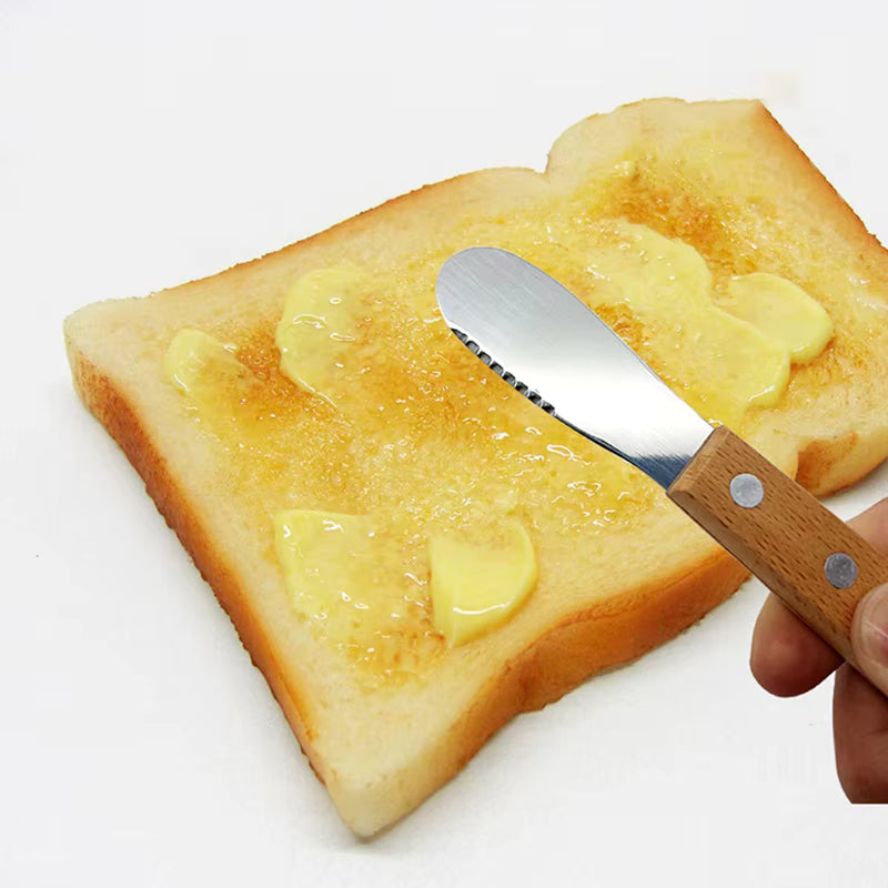 Buttermesser mit Klinge aus rostfreiem Stahl und rutschfestem Holzgriff