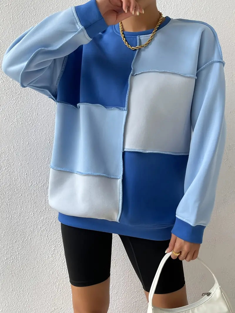 Anastasia - Sweatshirt mit langen Ärmeln und Farbblock-Design