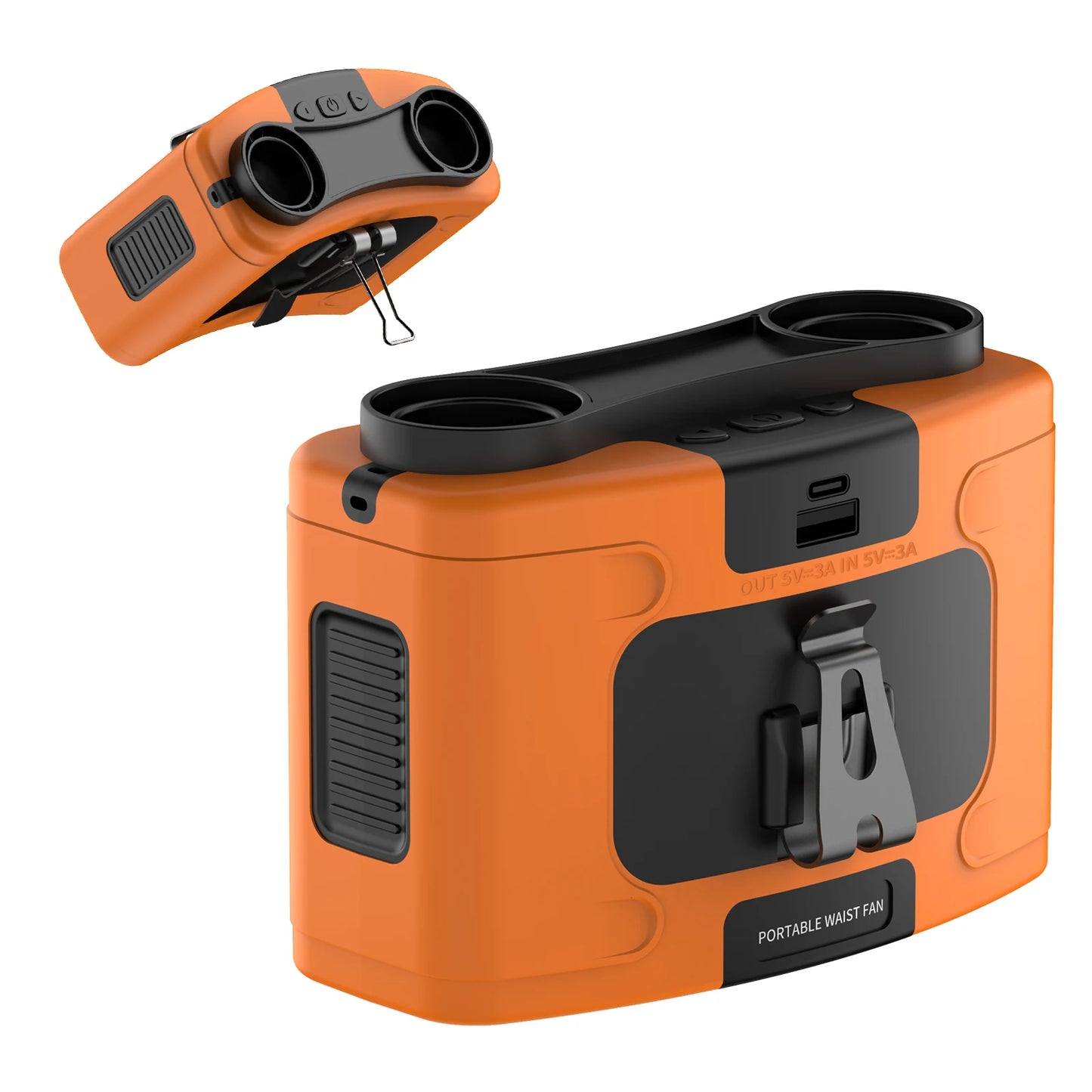 Freihändige USB-C verstellbare tragbare Ventilator (Taille & Hals)