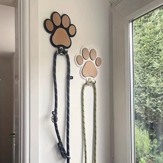 Hundepfoten-Schnurhalter aus Holz (zur Wandmontage)