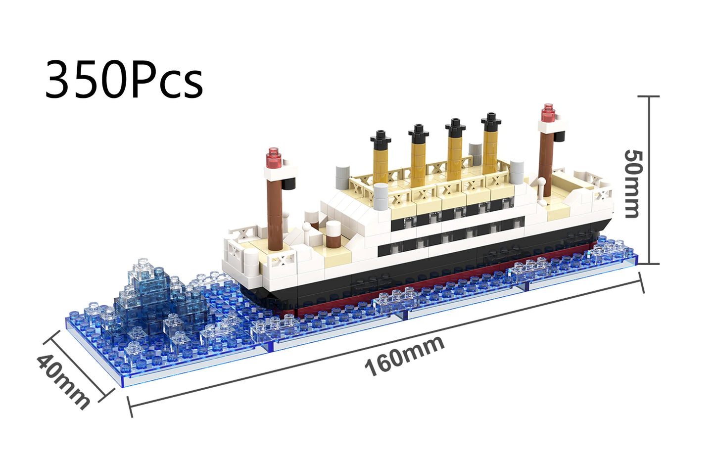 LED-oplyst mikrotegning af Titanic-skib (displaystativ)