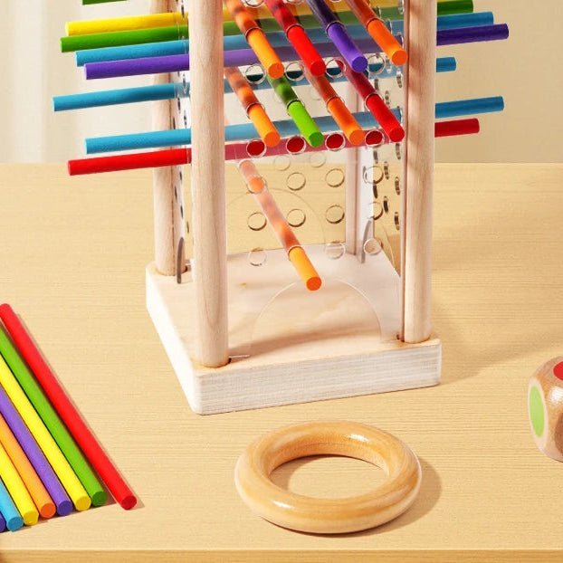 3-i-1 Montessori træstokspil 3-i-1 træstokspil – Pædagogisk legetøj – STEM-legetøj – Træspil – Montessori – Brætspil – Farvegenkendelse, sensorisk træning og tænkeevner – Glat finish