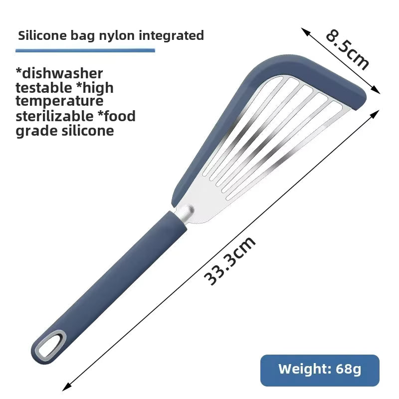 Hitzebeständiger Fischwender aus Edelstahl (Silikon- und Gelgriff)