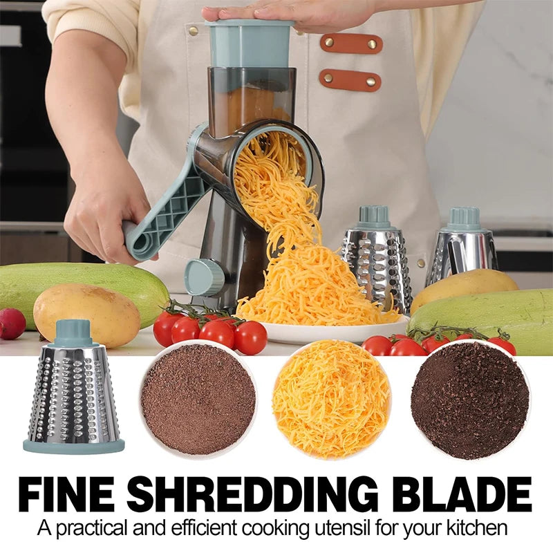 3-in-1 manueller, rotierender Käsehobel aus Edelstahl