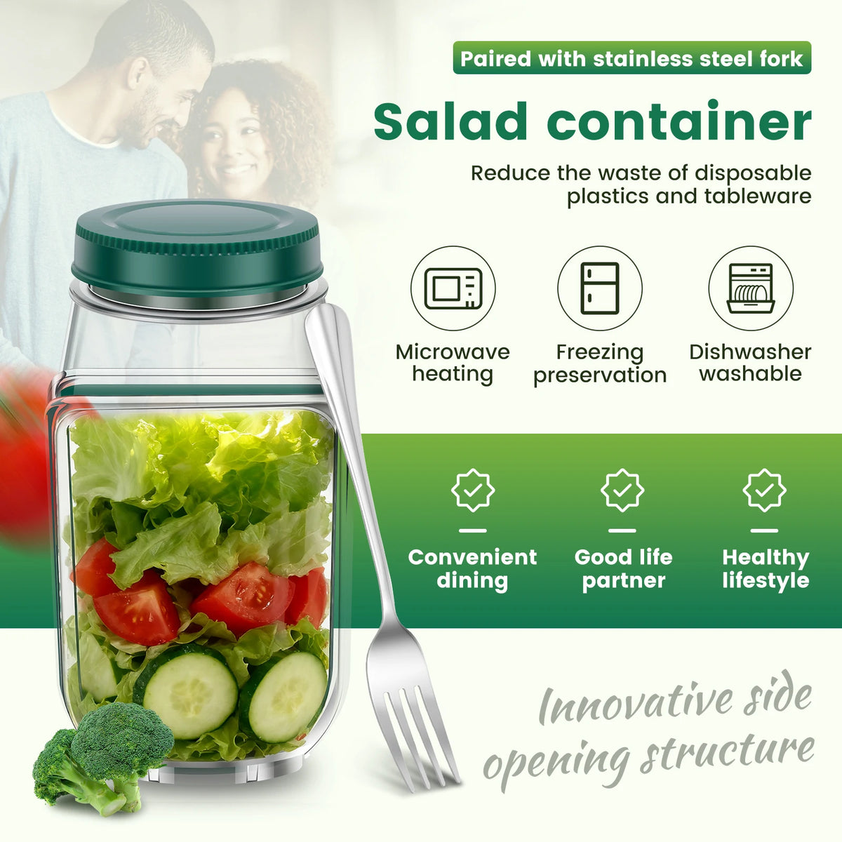 Mehrschichtiger Salatbehälter mit Dressingfach