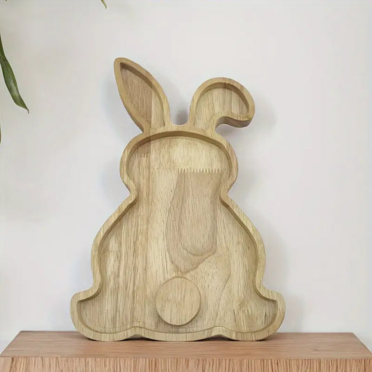 FestivaDecor - Servierplatte aus Holz in Form eines Osterhasen