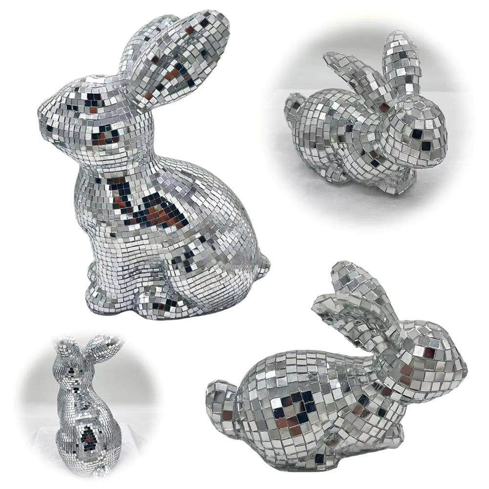 Reflektierende Discokugel-Kaninchenfigur (Schreibtisch)