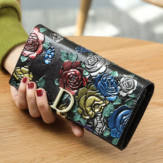 3D-geprägte Clutch-Geldbörse aus echtem Leder (Organizer für Karten und Münzen)