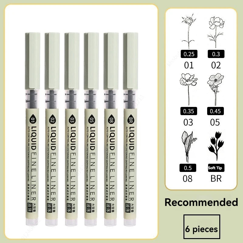 Feinspitziges, nicht ausblutendes, mehrfarbiges Manga-Kunstmarker-Set (5–8 Stück)