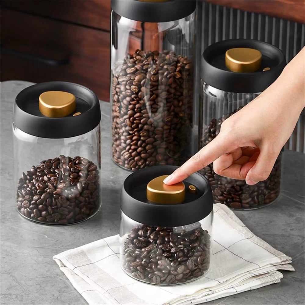 Vakuumdichter und feuchtigkeitsbeständiger Glasbehälter für Kaffee (mehrere Größen)