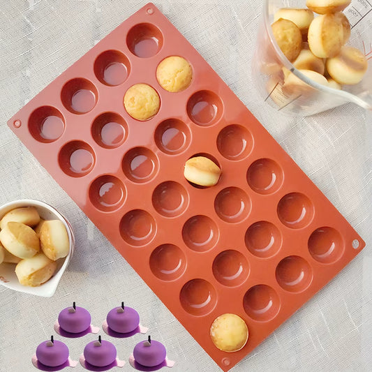 Hitzebeständige, flexible Silikon-Halbkugel-Backform (24 Mulden)