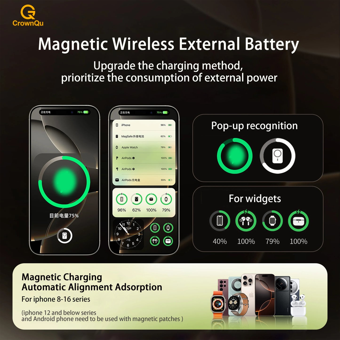 Præcis Magnetische 15W Kabellose Powerbank (3-in-1, 10000mAh)