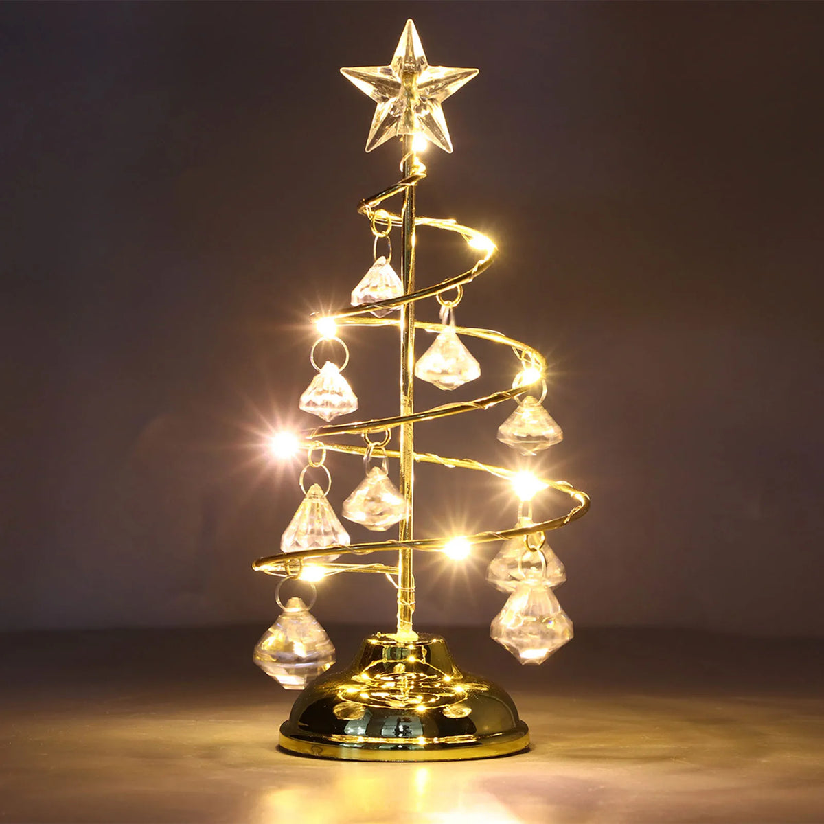 LED-Kristall-Weihnachtsbaumlampe mit warmweißem Licht (batteriebetrieben)