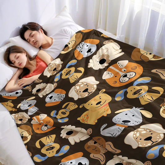 Ultrawiche Sherpa-Fleece-Decke mit Cartoon-Hund (maschinenwaschbar)