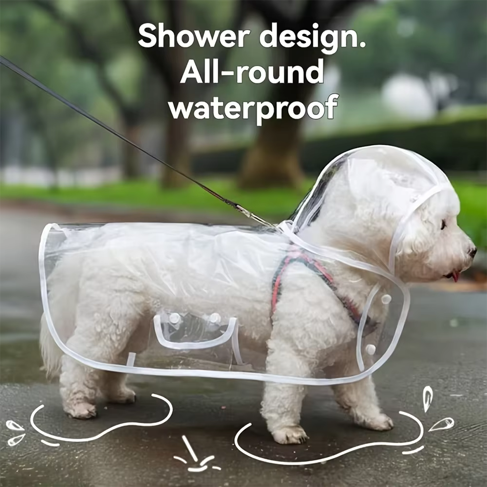 Transparenter wasserdichter Regenmantel für Hunde mit Kapuze (S-4XL)