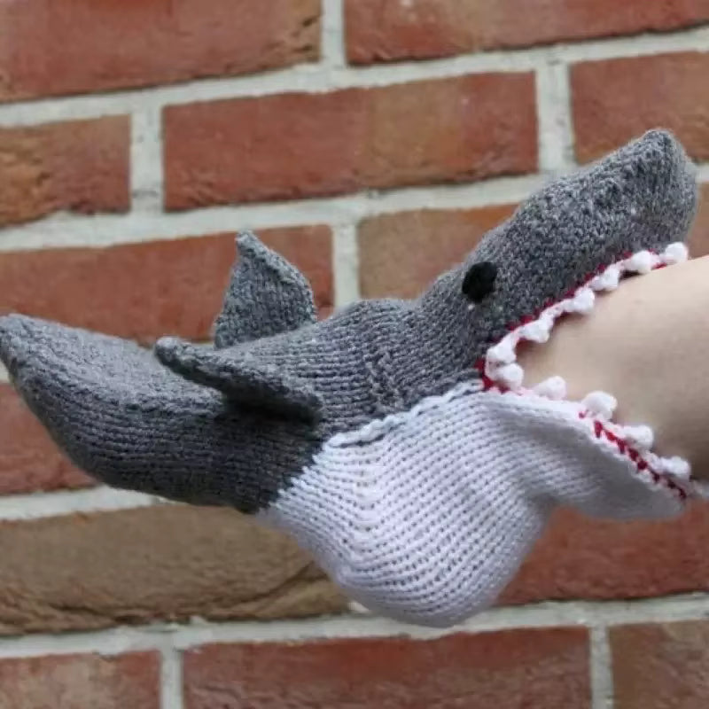 Dicke gestrickte Dinosauriersocken aus Wollmischung (Unisex)