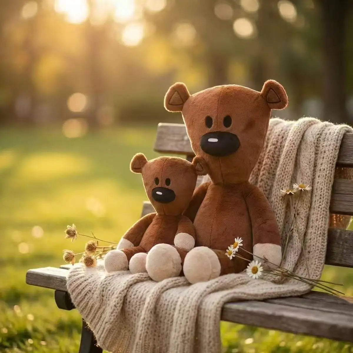 Blød brun plysbamse (30–110 cm)