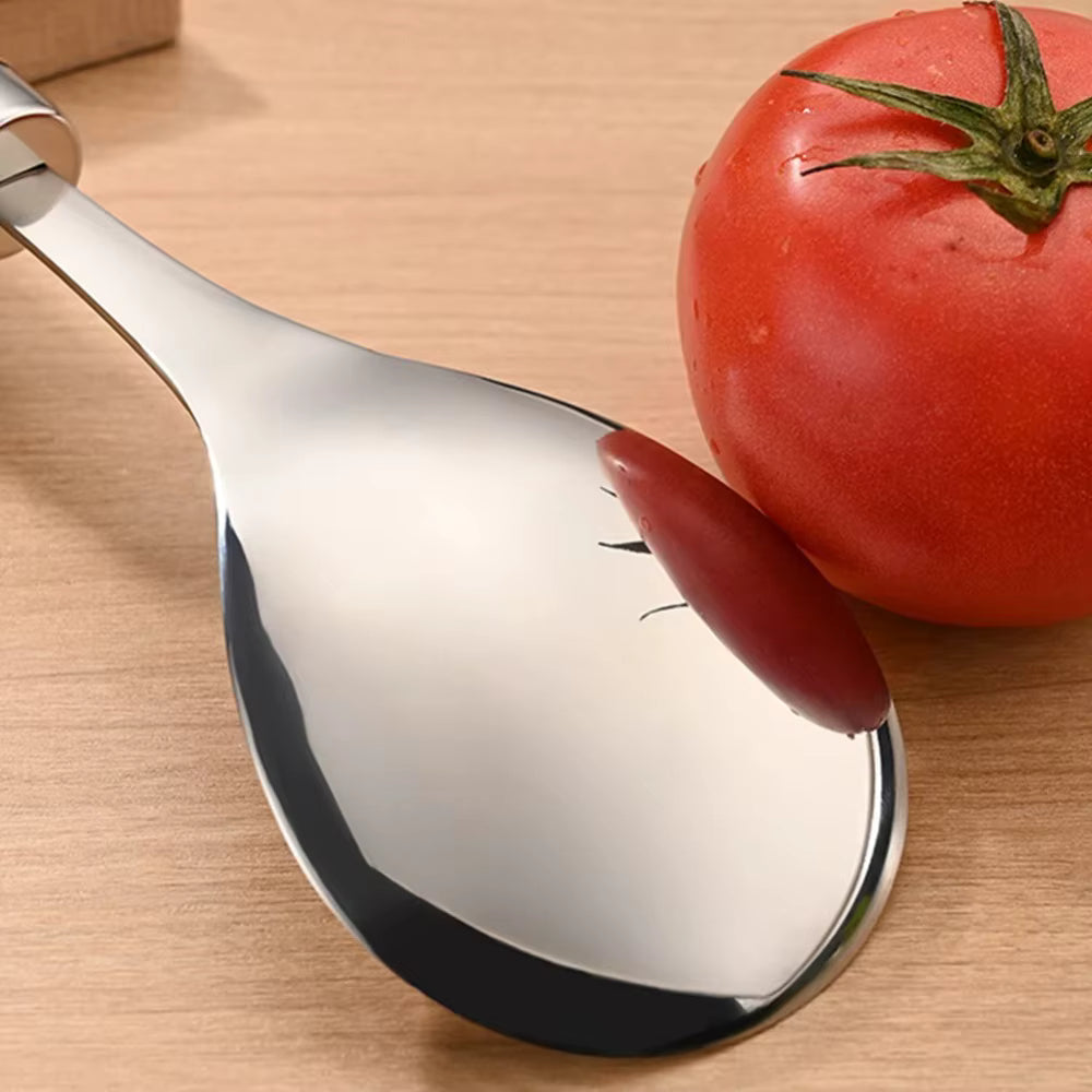 Reislöffel mit Kopf aus Edelstahl und hitzebeständigem Holzgriff