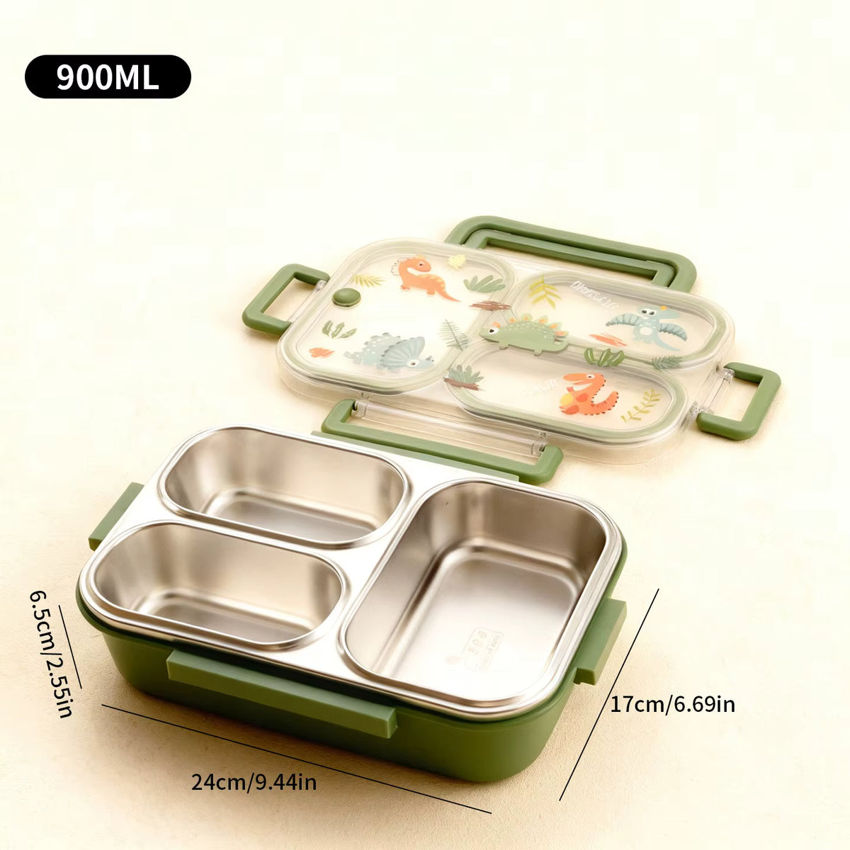 Auslaufsichere Kinder-Lunchbox aus rostfreiem 304er Edelstahl (großes Fassungsvermögen)