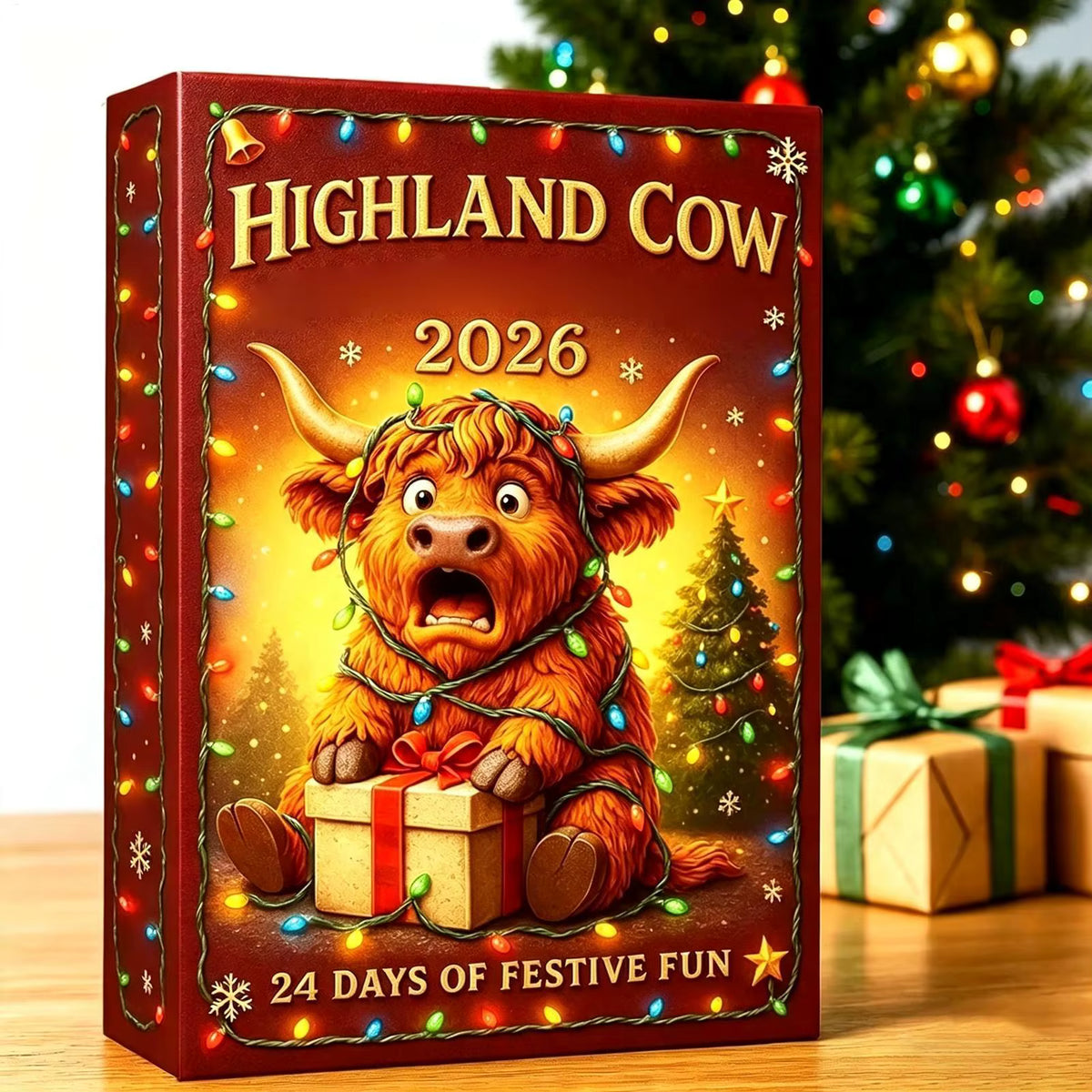 Håndlavet akryl 24-dages julekalender (Højlandskvæg 2D & 3D figurer)