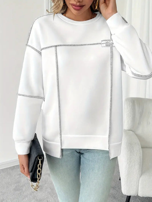 Sabine - Asymmetrisches geripptes Sweatshirt