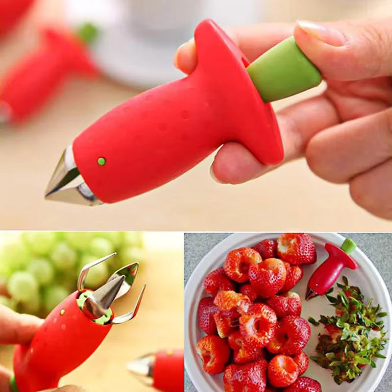 Einhändiger Erdbeerstrunkentferner ohne Stielansatz (Tomaten- und Ananaskernentferner)