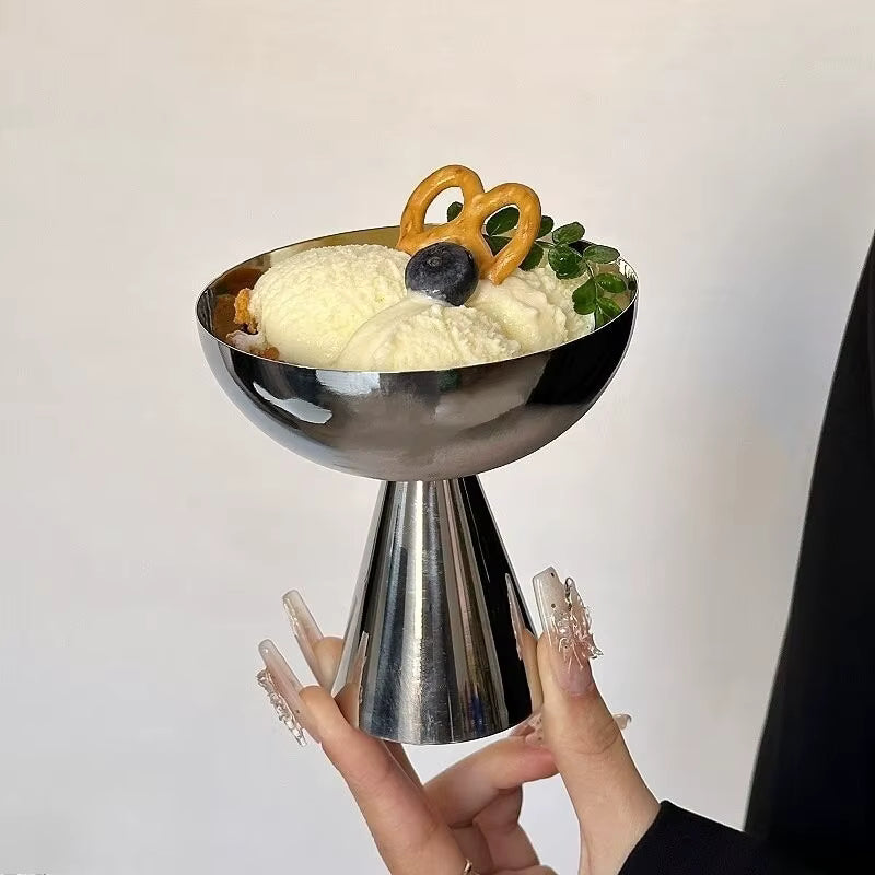 Robuster hoher Dessertbecher aus Edelstahl