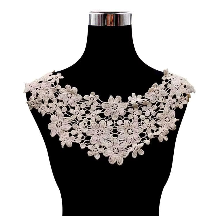 Aftagelig Blomstret Broderet Blonder Krave