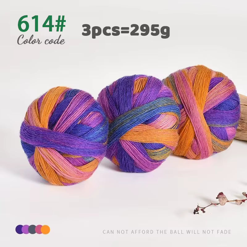 Vierfarbiges mehrfarbiges Farbverlauf-Wollgarn (295 g)